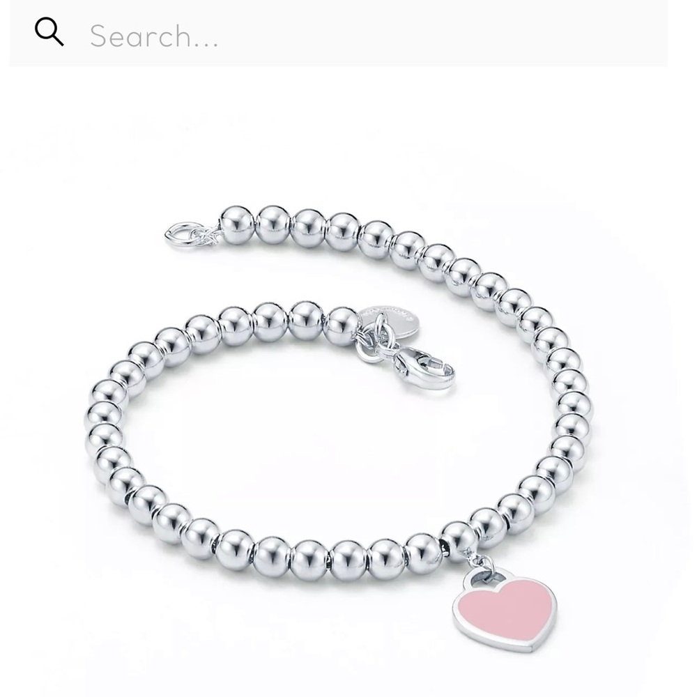 New Authentic. Return to Tiffany®
Pink Heart Tag Bead Bracelet
in Silver, 4 mm.
